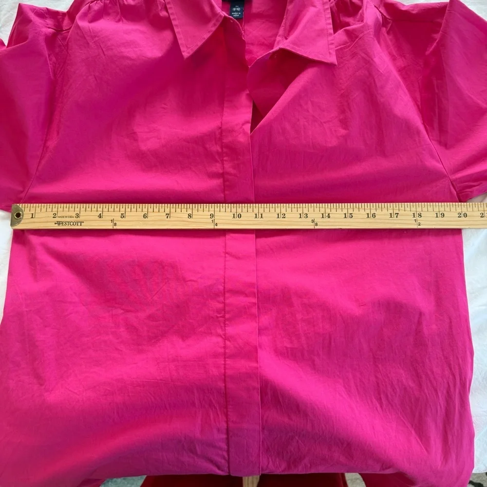 Scoop Women's Hot Pink Balloon Sleeve Shirtdress with Pockets, Size L - Picture 11 of 11